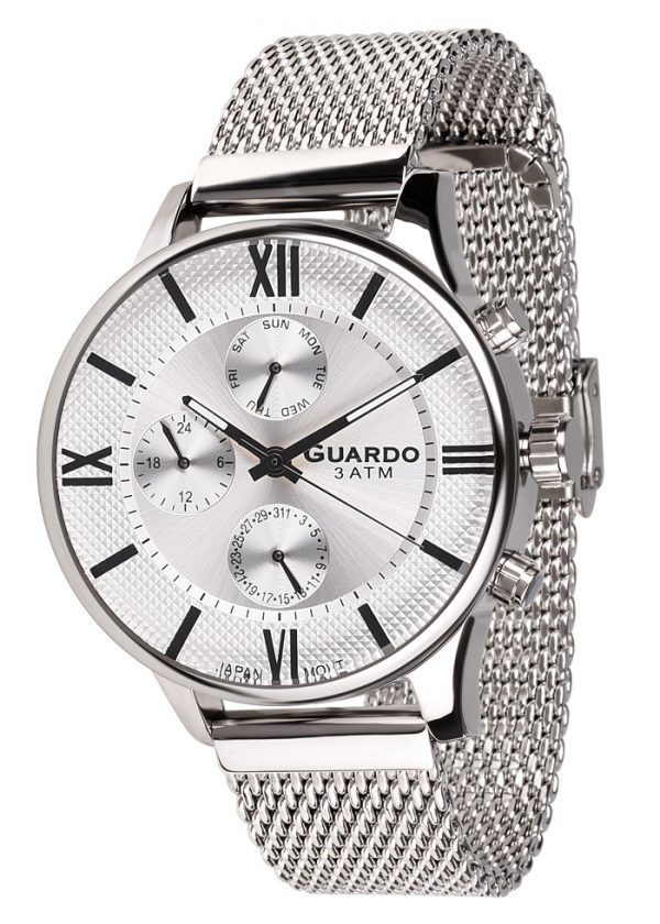 Zegarek Męski Guardo Premium 11419-2 na bransolecie mesh