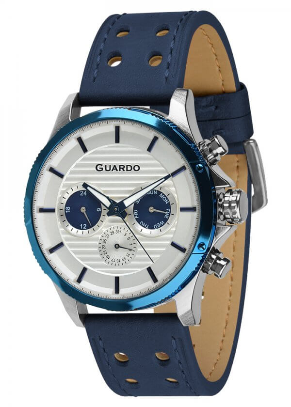 Zegarek Guardo 011456-2 Srebrny / Niebieski