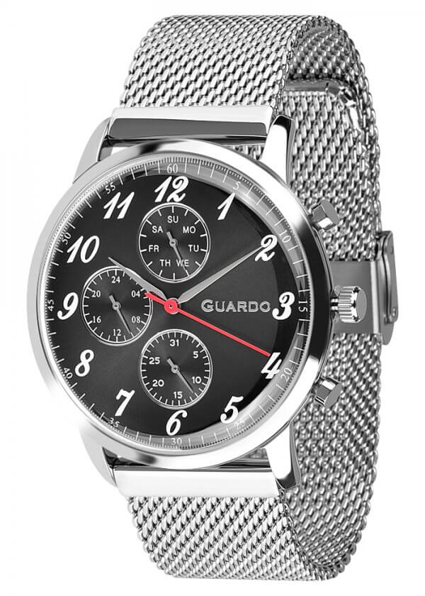 Zegarek Męski Guardo Premium 012238-1 na bransolecie mesh