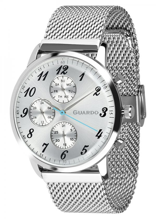 Zegarek Męski Guardo Premium 012238-2 na bransolecie mesh