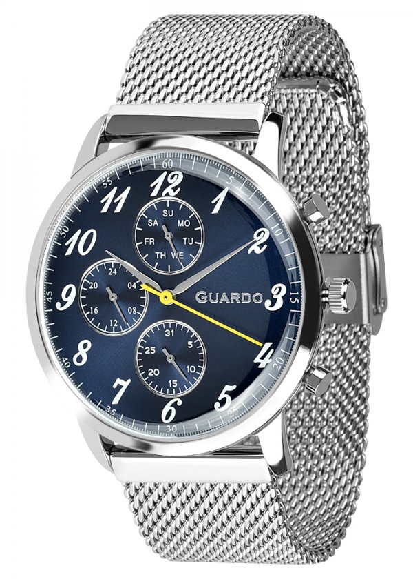 Zegarek Męski Guardo Premium 012238-3 na bransolecie mesh