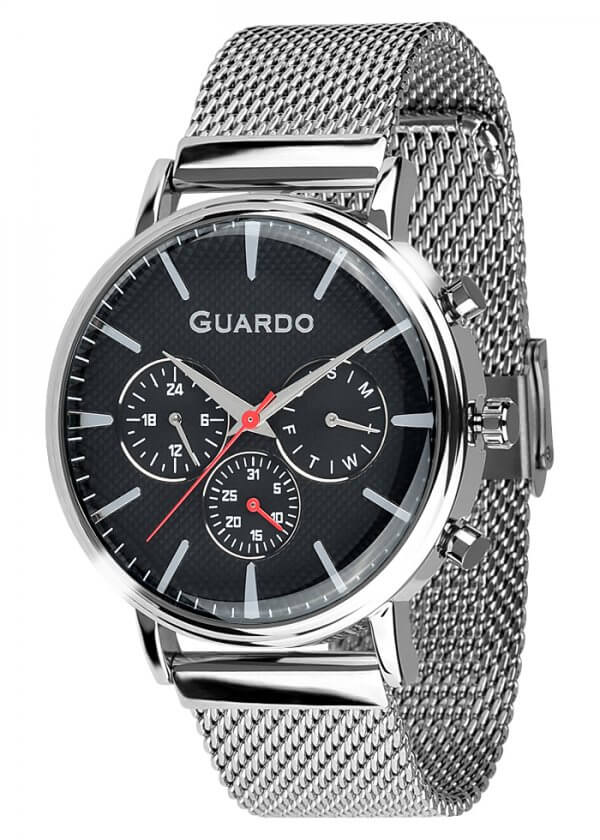 Zegarek Męski Guardo Premium 012445-1 na bransolecie mesh