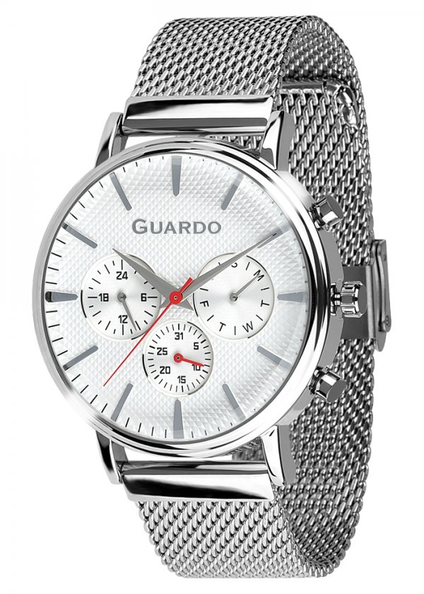 Zegarek Męski Guardo Premium 012445-2 na bransolecie mesh