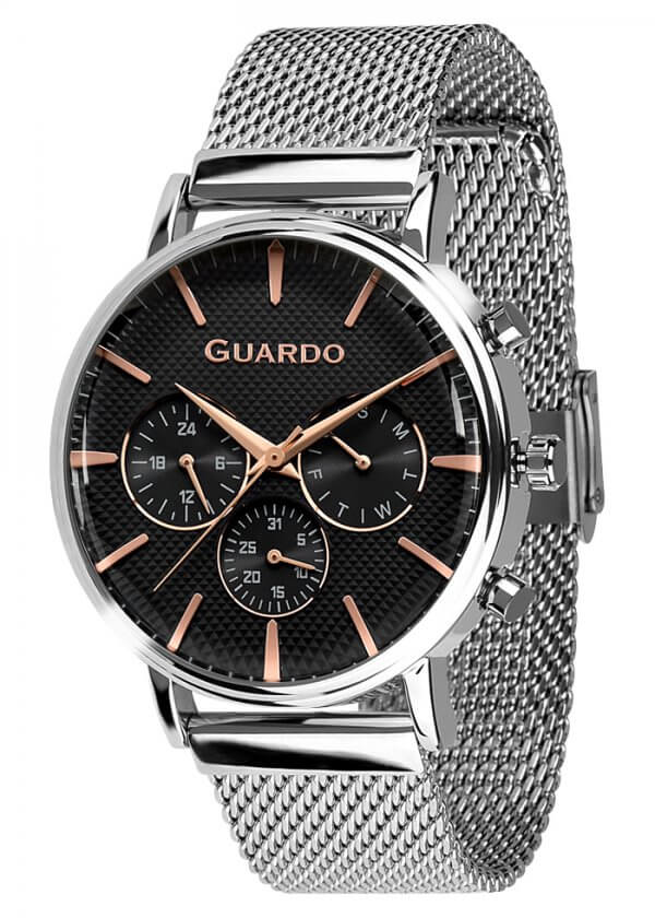 Zegarek Męski Guardo Premium 012445-3 na bransolecie mesh