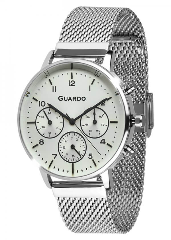 Zegarek Męski Guardo Premium B01116-2 na bransolecie mesh