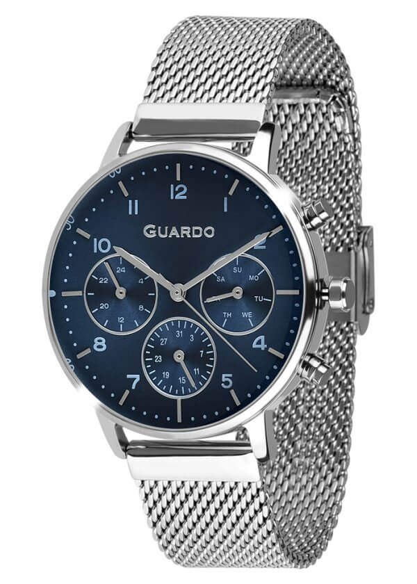 Zegarek Męski Guardo Premium B01116-3 na bransolecie mesh